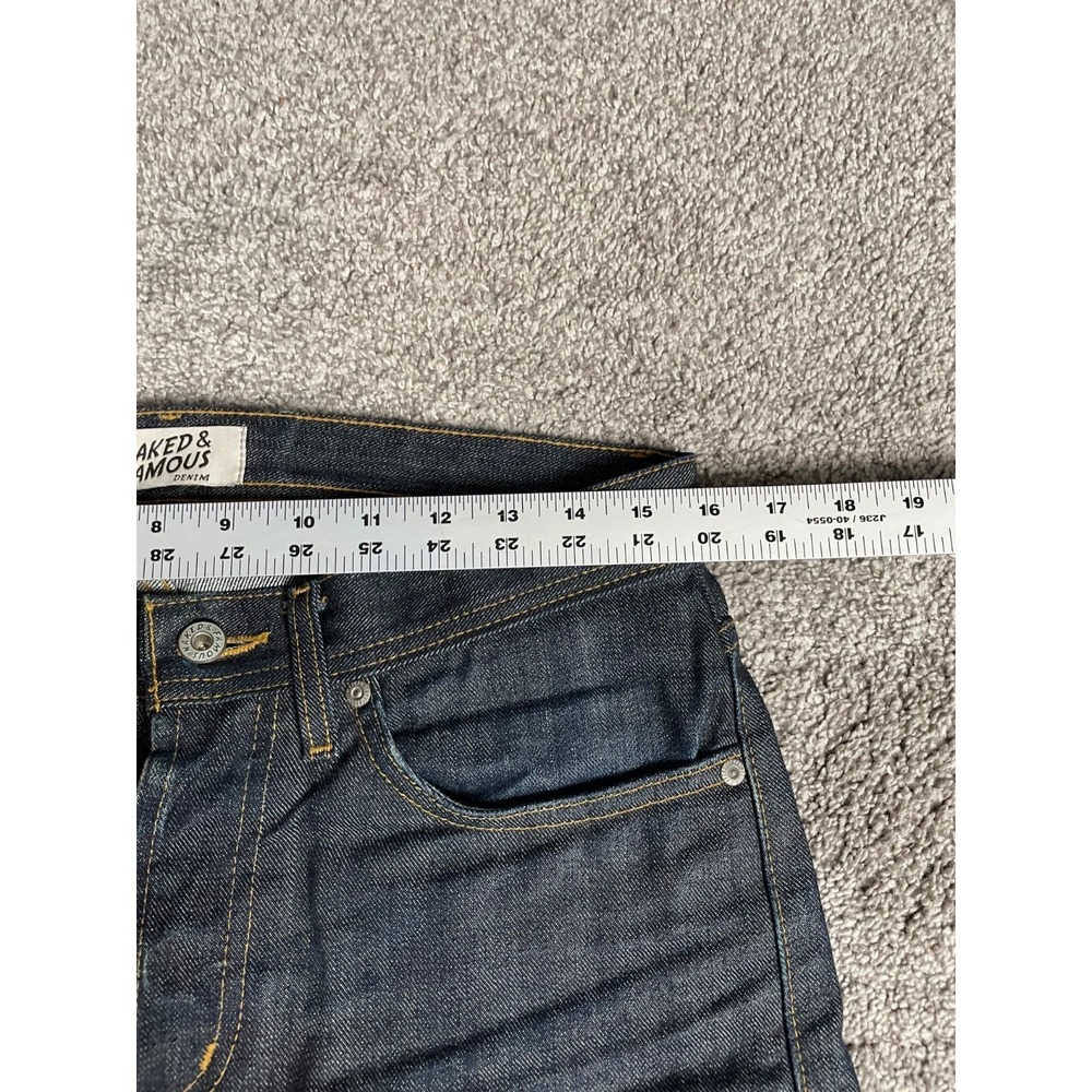 Naked & Famous Jeans‎ Mens 30 Weird Guy Twill Selvedge Dark Wash Button Fly Slim - Picture 7 of 14